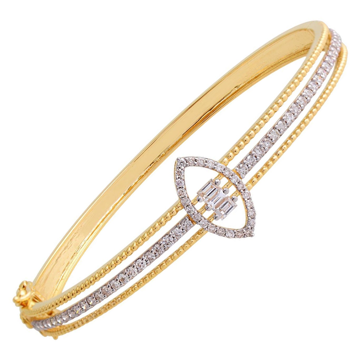 Pulsera de compromiso de oro amarillo de 14 quilates con un diamante natural de 1 quilate Regalo para ella en venta