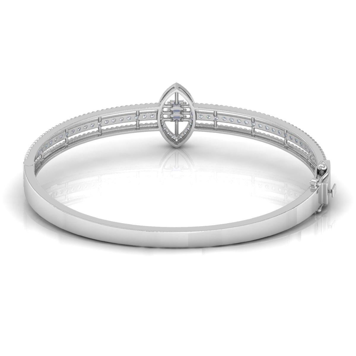 Moderne Bracelet de fiançailles en or blanc 18 carats avec diamant naturel de 1 carat Cadeau pour elle en vente