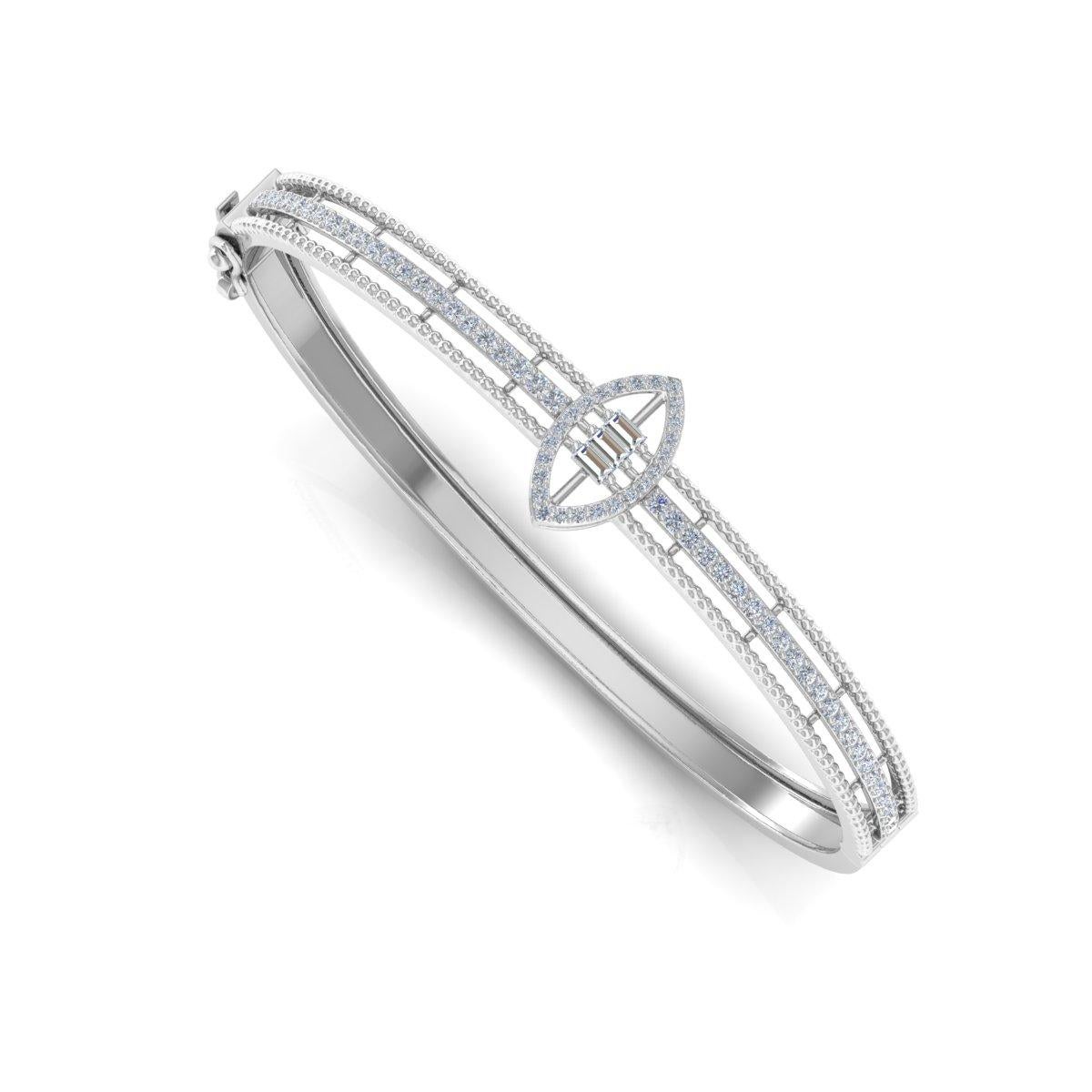 Taille mixte Bracelet de fiançailles en or blanc 18 carats avec diamant naturel de 1 carat Cadeau pour elle en vente