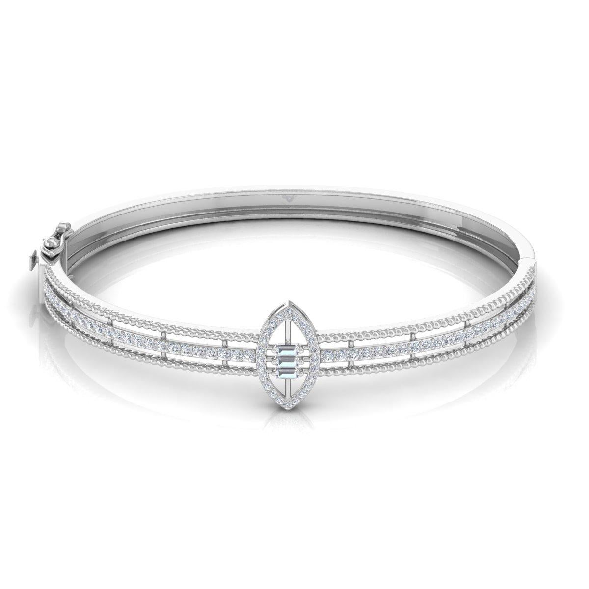 Bracelet de fiançailles en or blanc 18 carats avec diamant naturel de 1 carat Cadeau pour elle Neuf - En vente à Diera, Dubai