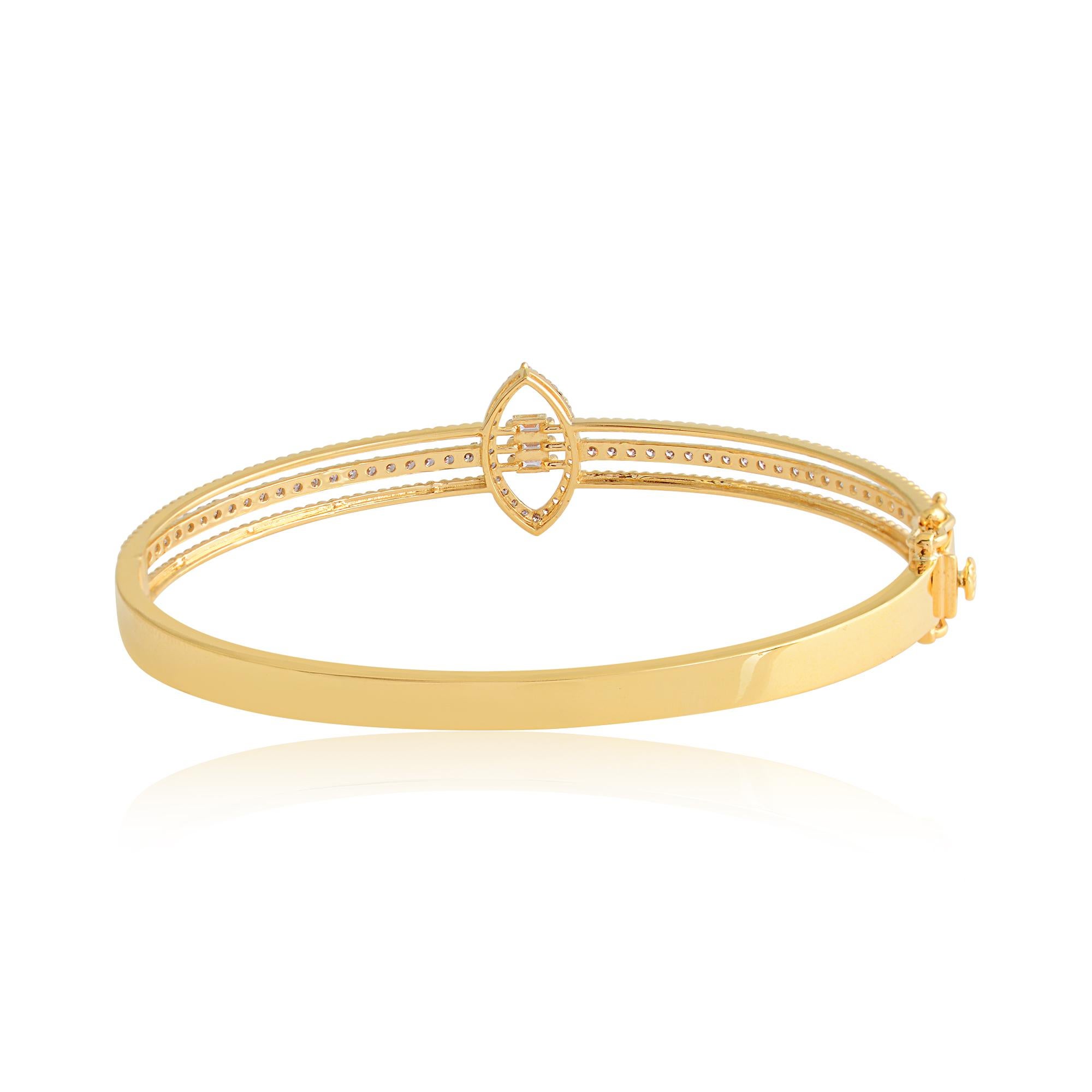 Moderne Bracelet de fiançailles en or jaune 18K avec diamant naturel de 1 carat Cadeau pour elle en vente