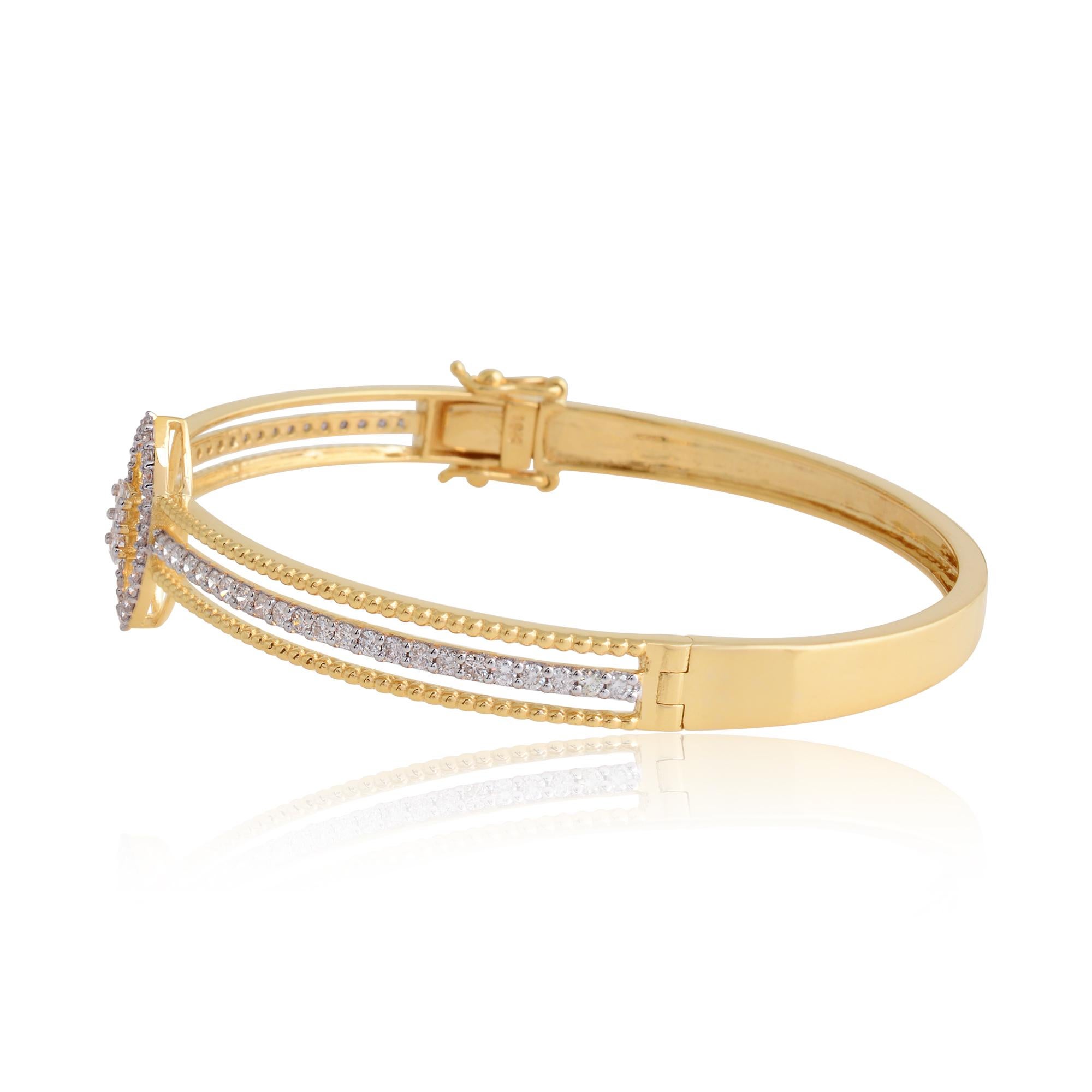 Taille mixte Bracelet de fiançailles en or jaune 18K avec diamant naturel de 1 carat Cadeau pour elle en vente
