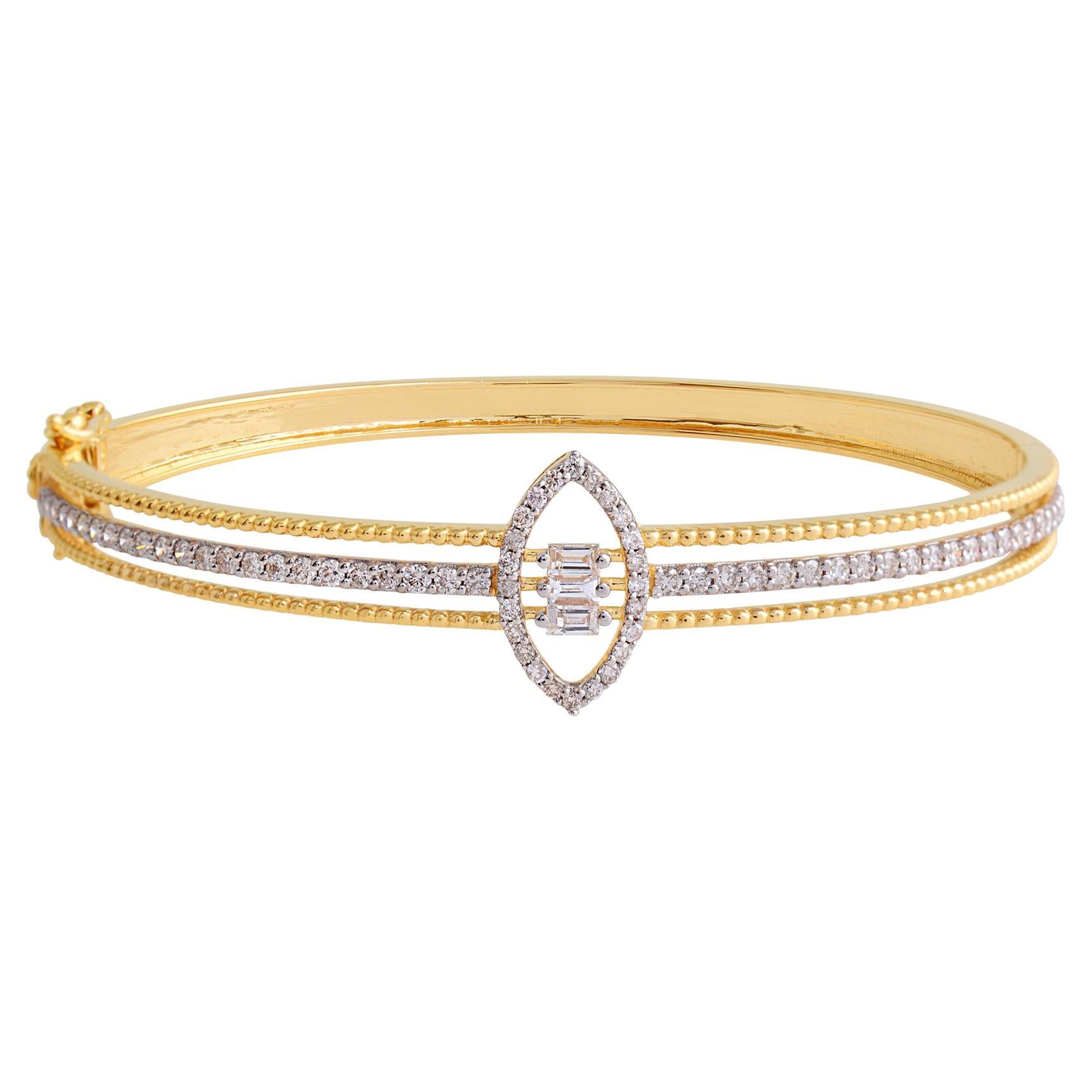 Bracelet de fiançailles en or jaune 18K avec diamant naturel de 1 carat Cadeau pour elle