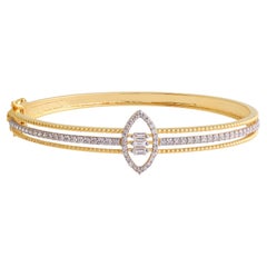 Bracelet de fiançailles en or jaune 18K avec diamant naturel de 1 carat Cadeau pour elle