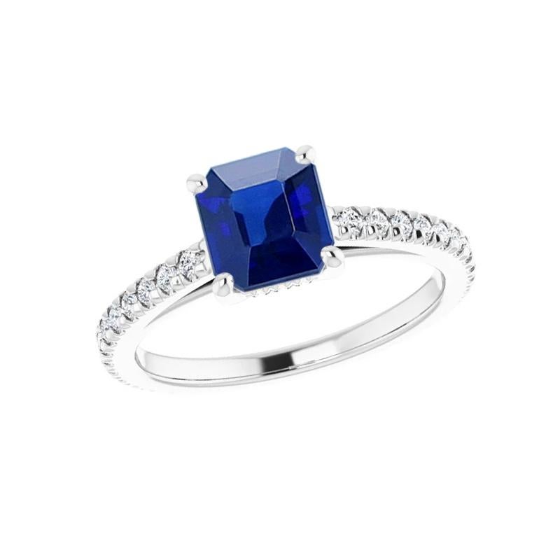1.05 Carat Natural No Heat Burma Sapphire and Diamond Eternity Engagement Ring In New Condition In New York, NY