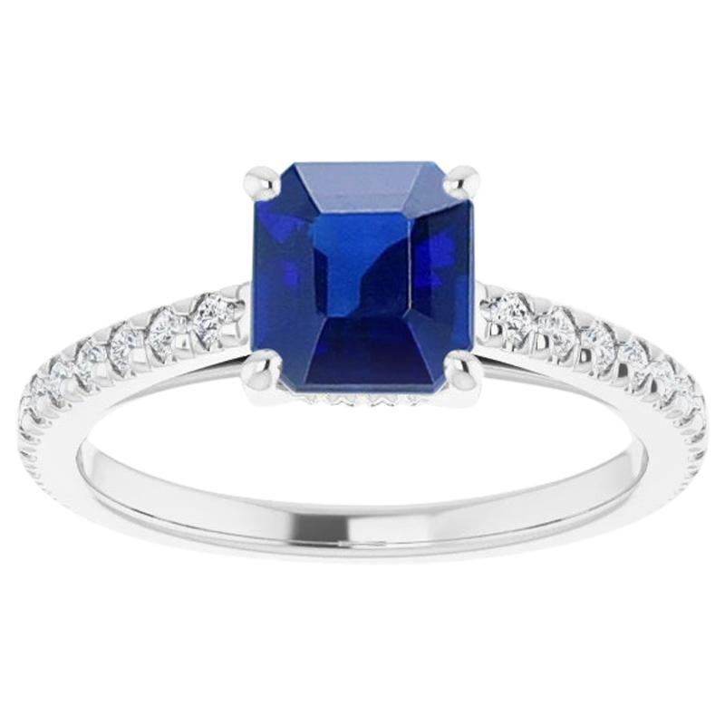 1.05 Carat Natural No Heat Burma Sapphire and Diamond Eternity Engagement Ring