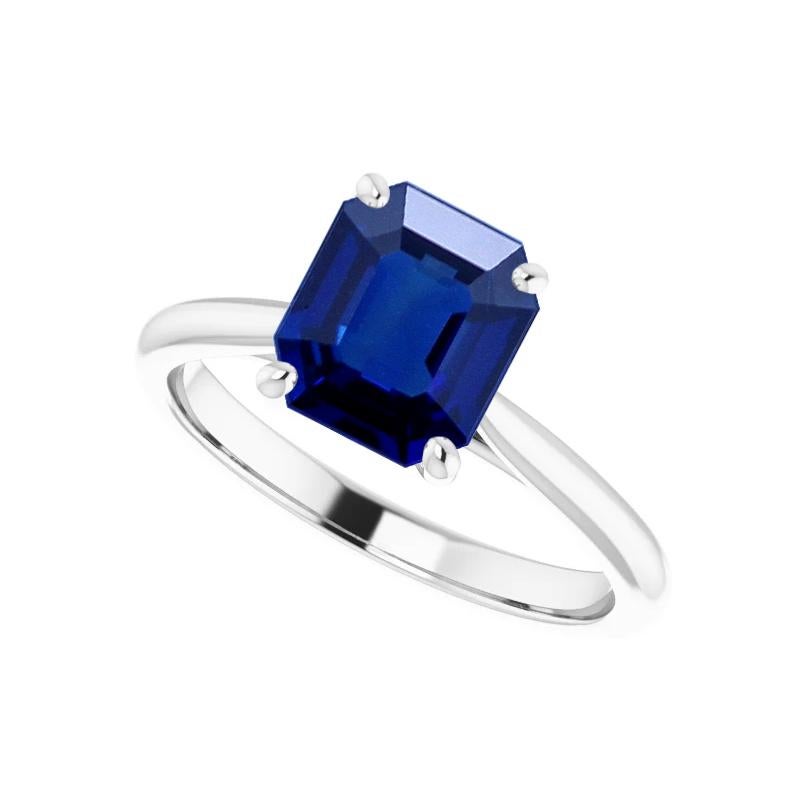Octagon Cut 1.13 Carat Natural No Heat Burma Sapphire Platinum Solitaire Engagement Ring For Sale