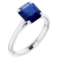 Bague de fiançailles solitaire en platine avec saphir de Birmanie naturel de 1,13 carat, sans chaleur