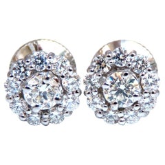 Pendientes con racimo de diamantes redondos naturales de 1 quilate, de 14 quilates*