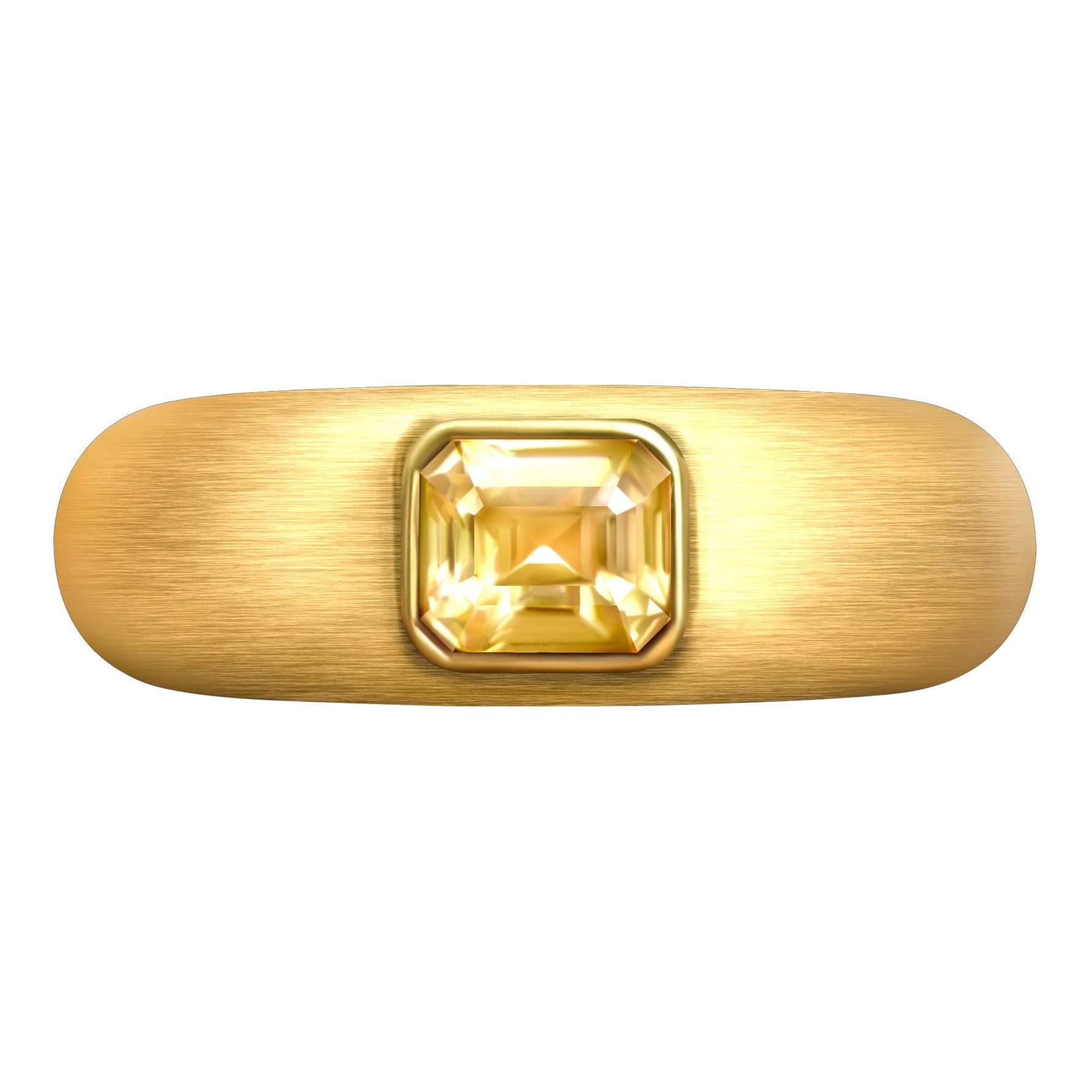 1 Carat Natural Yellow SriLanka Sapphire 18 Karat Yellow Gold Ring Tuxedo by D&A For Sale