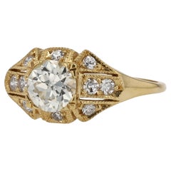 Antique 1 Carat Old European Cut Diamond Art Deco Engagement Ring