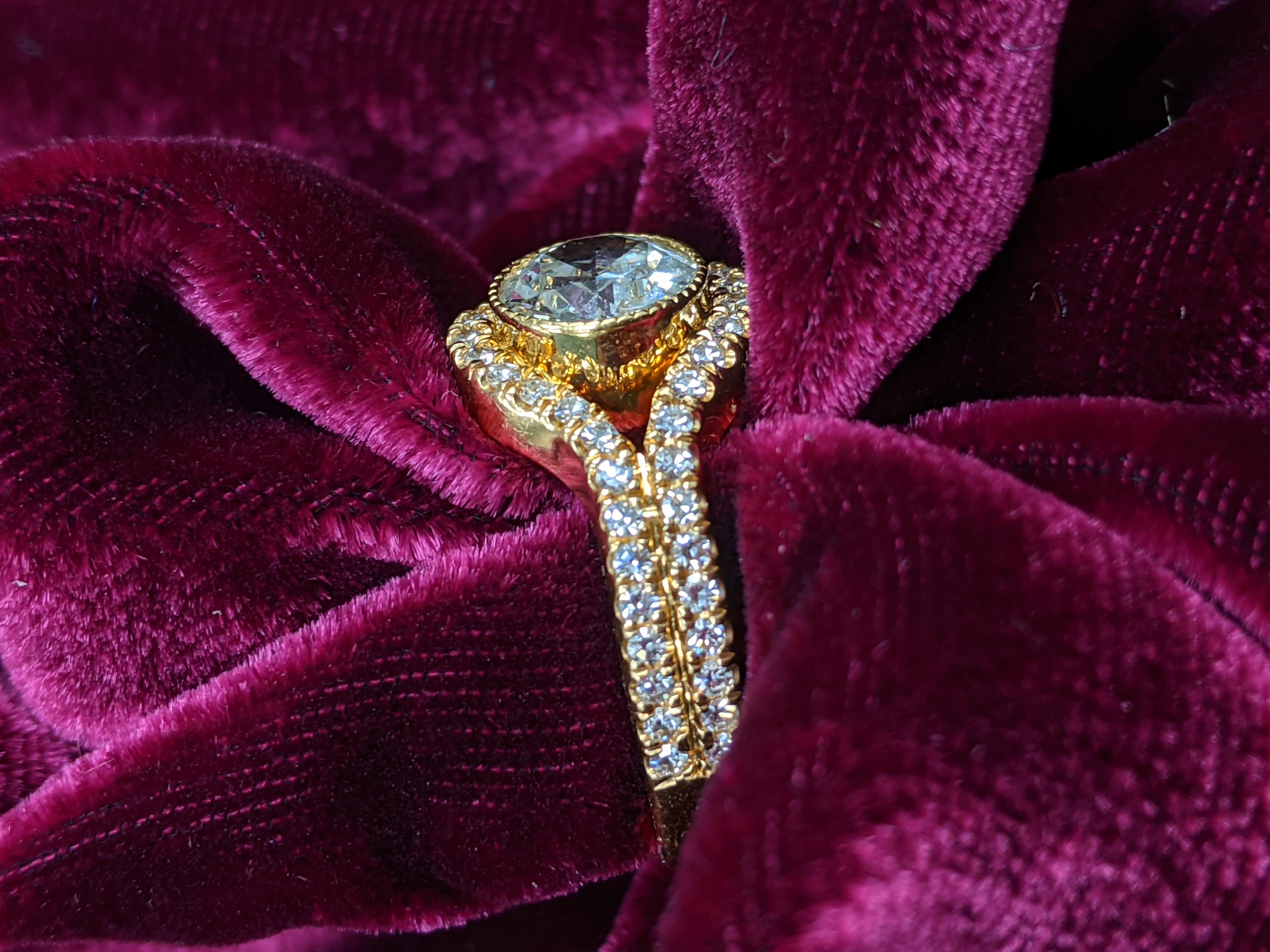 Old European Cut 1 Carat Old European Diamond 'GIA Certified' on 18KT Rose Gold Ring For Sale