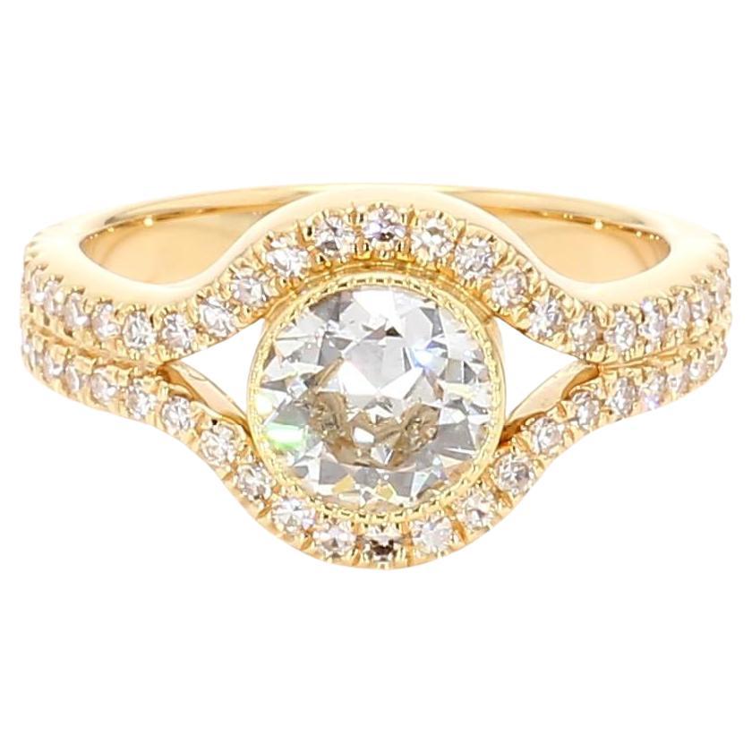 1 Carat Old European Diamond 'GIA Certified' on 18KT Rose Gold Ring For Sale