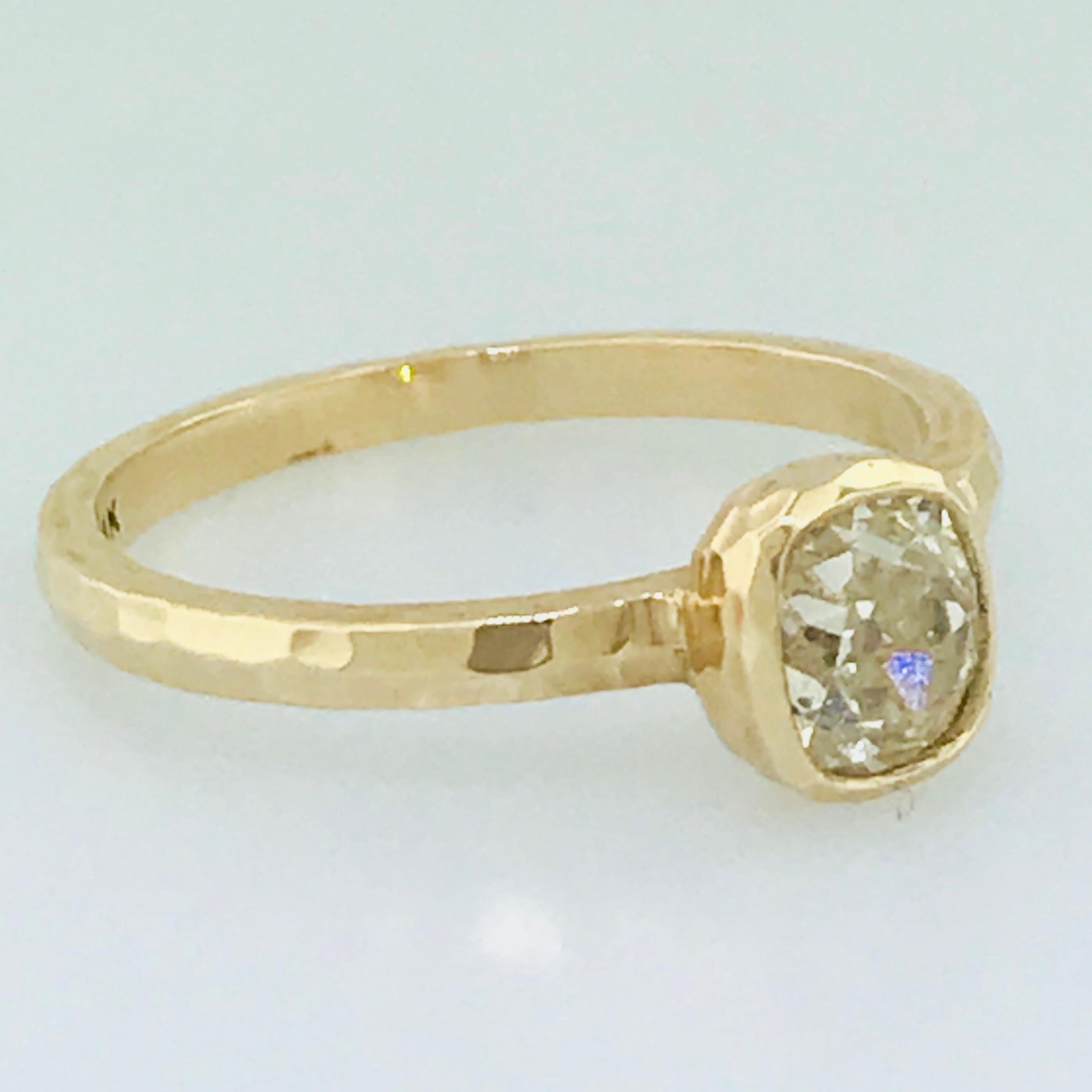 hammered gold engagement ring