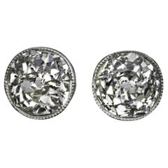 1 Carat Old Mine Cut Diamond Stud Earrings