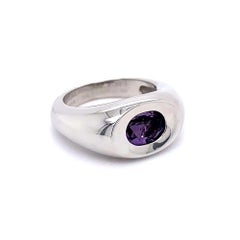 1 Karat Oval Amethyst Gold Solitär Dome Ring