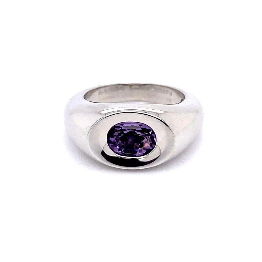 De las mujeres Anillo Cúpula Solitario de Oro Amatista Ovalada de 1 Quilate en venta