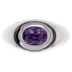 1 Carat Oval Amethyst Gold Solitaire Dome Ring