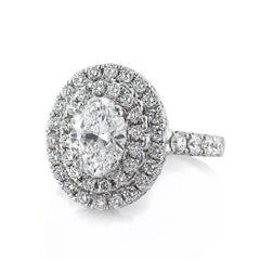 1 Carat Oval Diamond Ring Brilliant White 14K White Gold Classic Charm