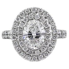 1 Carat Oval Diamond Ring Brilliant White 14K White Gold Classic Charm