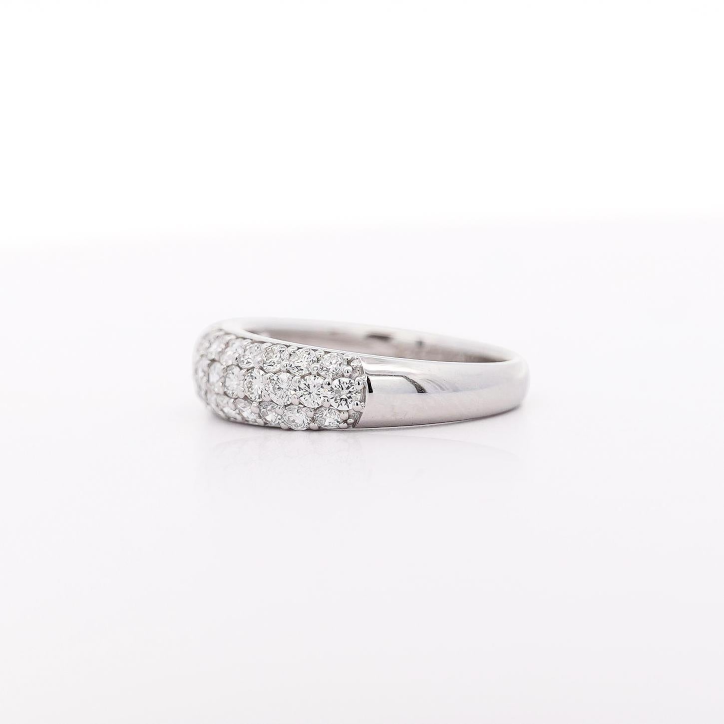 Round Cut 1 Carat Pave Diamond Dome Platinum Band Ring For Sale