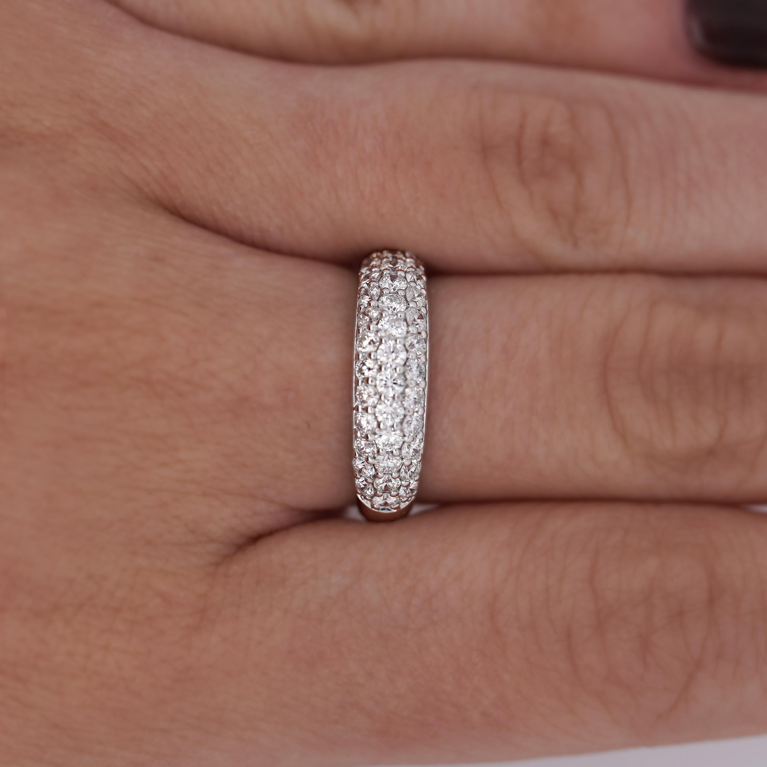 Women's 1 Carat Pave Diamond Dome Platinum Band Ring For Sale