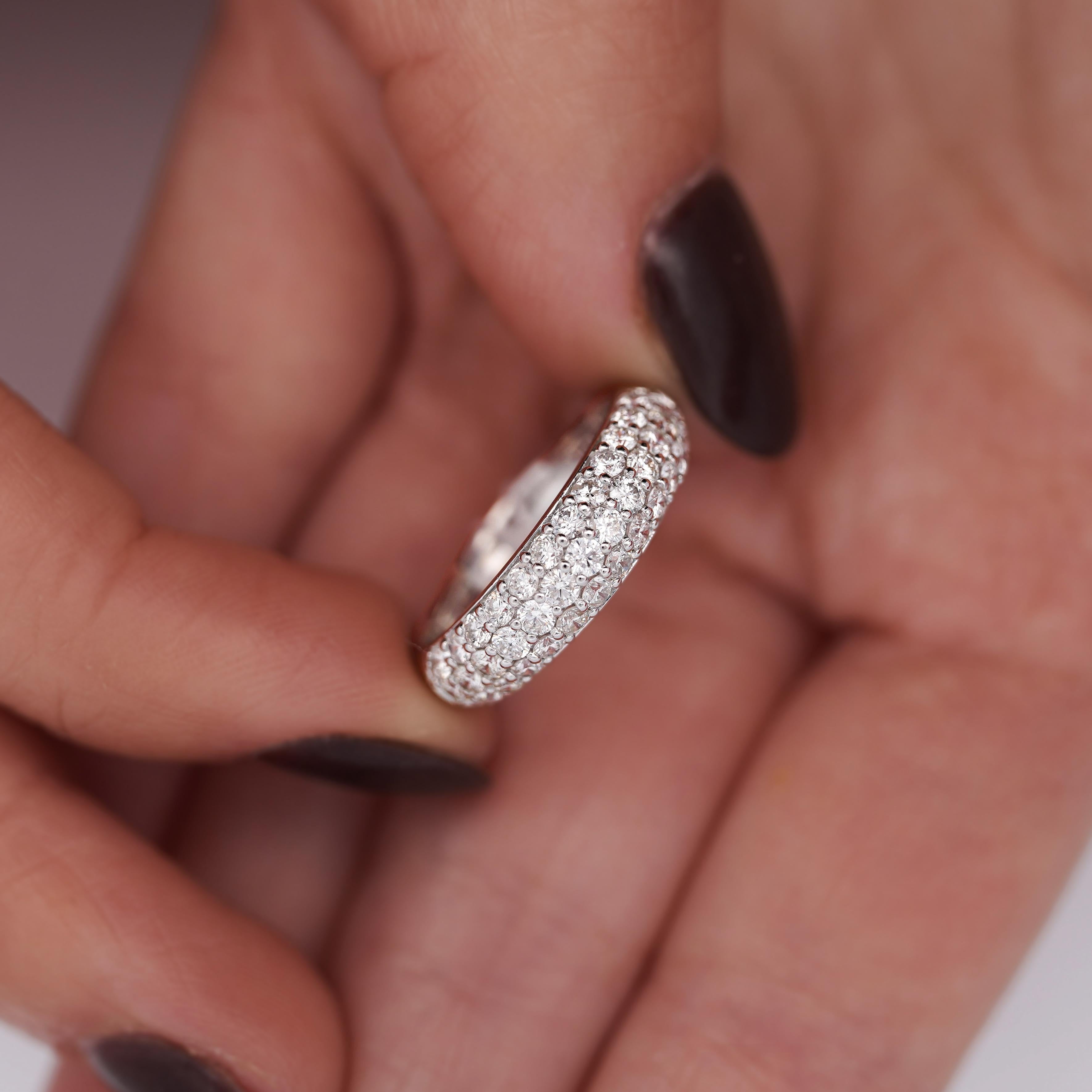 1 Carat Pave Diamond Dome Platinum Band Ring For Sale 1