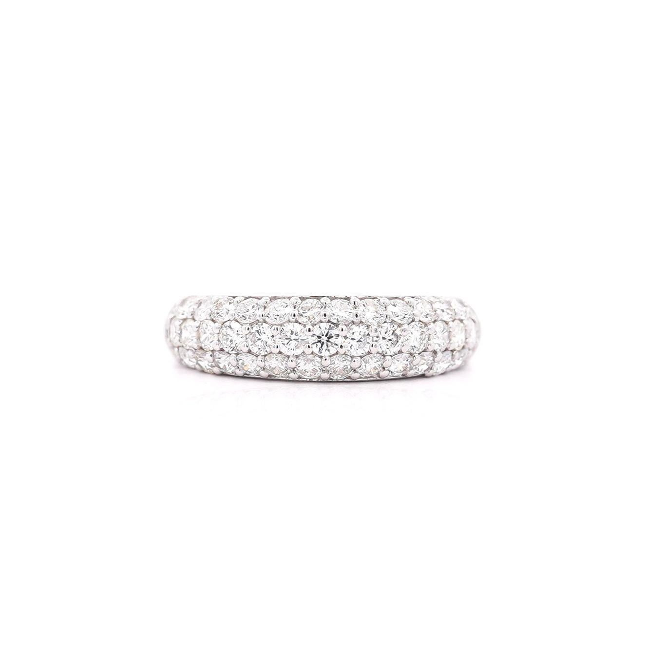 1 Carat Pave Diamond Dome Platinum Band Ring For Sale 2