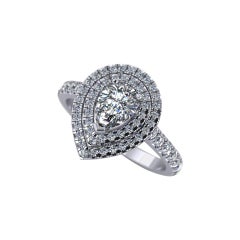1 Carat Pear Cut Double Halo Half Eternity Engagement Ring