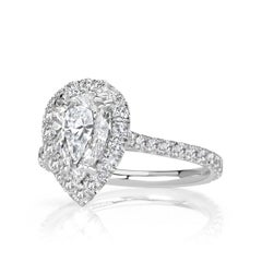 1 Carat Pear Diamond Ring Brilliant White 14K Gold Elegant Sparkle Signature