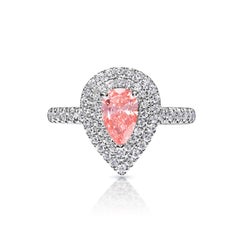 1 Carat Pear Shape Diamond Engagement Ring GIA Certified FVP SI1