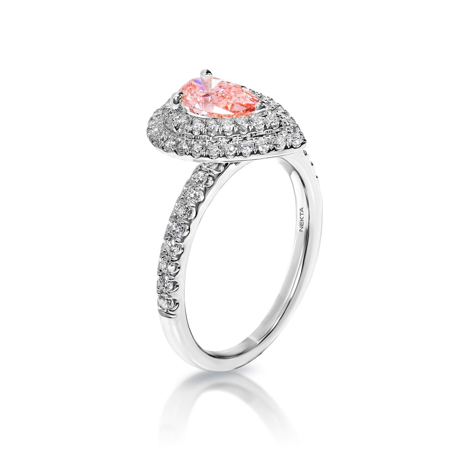 Taille poire Bague de fiançailles avec diamant en forme de poire de 1 carat certifié GIA, FVP SI1
