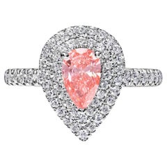Bague de fiançailles avec diamant en forme de poire de 1 carat certifié GIA, FVP SI1