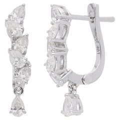 Boucles d'oreilles avec diamants en forme de poire de 1 carat en or blanc 18 carats - Bijoux de fabrication artisanale