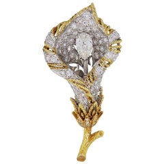 1 Carat Pear Shape Diamond Rose Lapel Pin