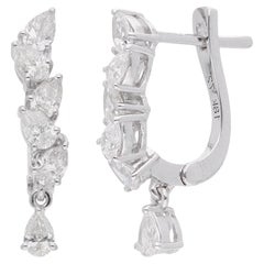 1 Carat Pear Shape Everyday Diamond Lever Back Earrings Or blanc 18 carats