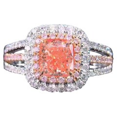 1 Carat Pink Diamond ring 18 Karat White Gold