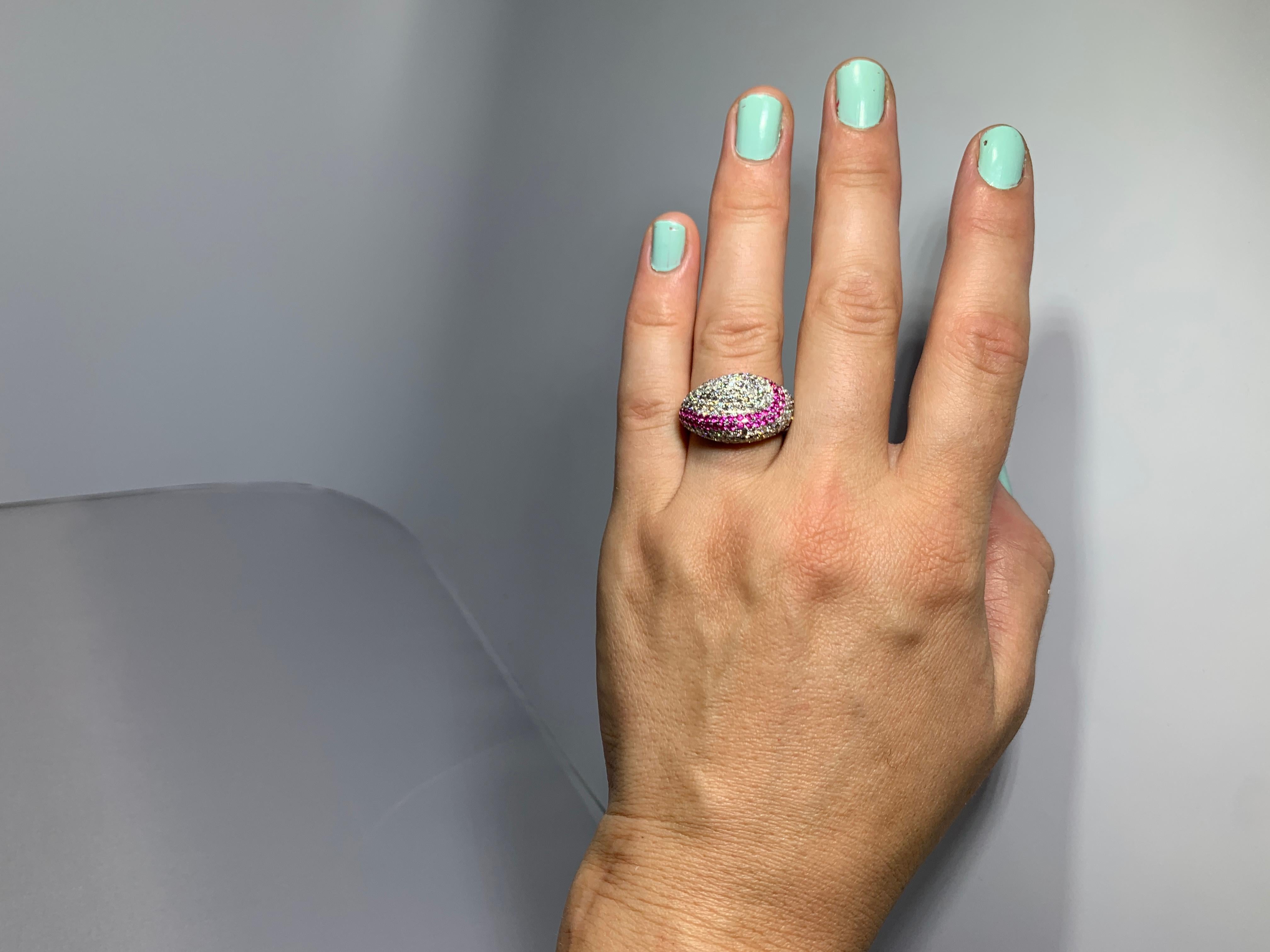 1 Carat Pink Sapphire and 4 Carat Diamond 18 Karat White Gold Ring, Estate For Sale 3