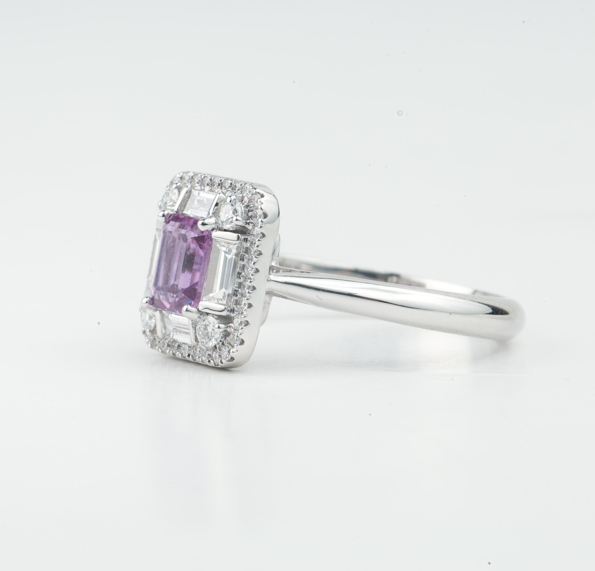 Marquise Cut 1 Carat Pink Sapphire Diamond Cocktail Engagement Ring in 18k White Gold For Sale