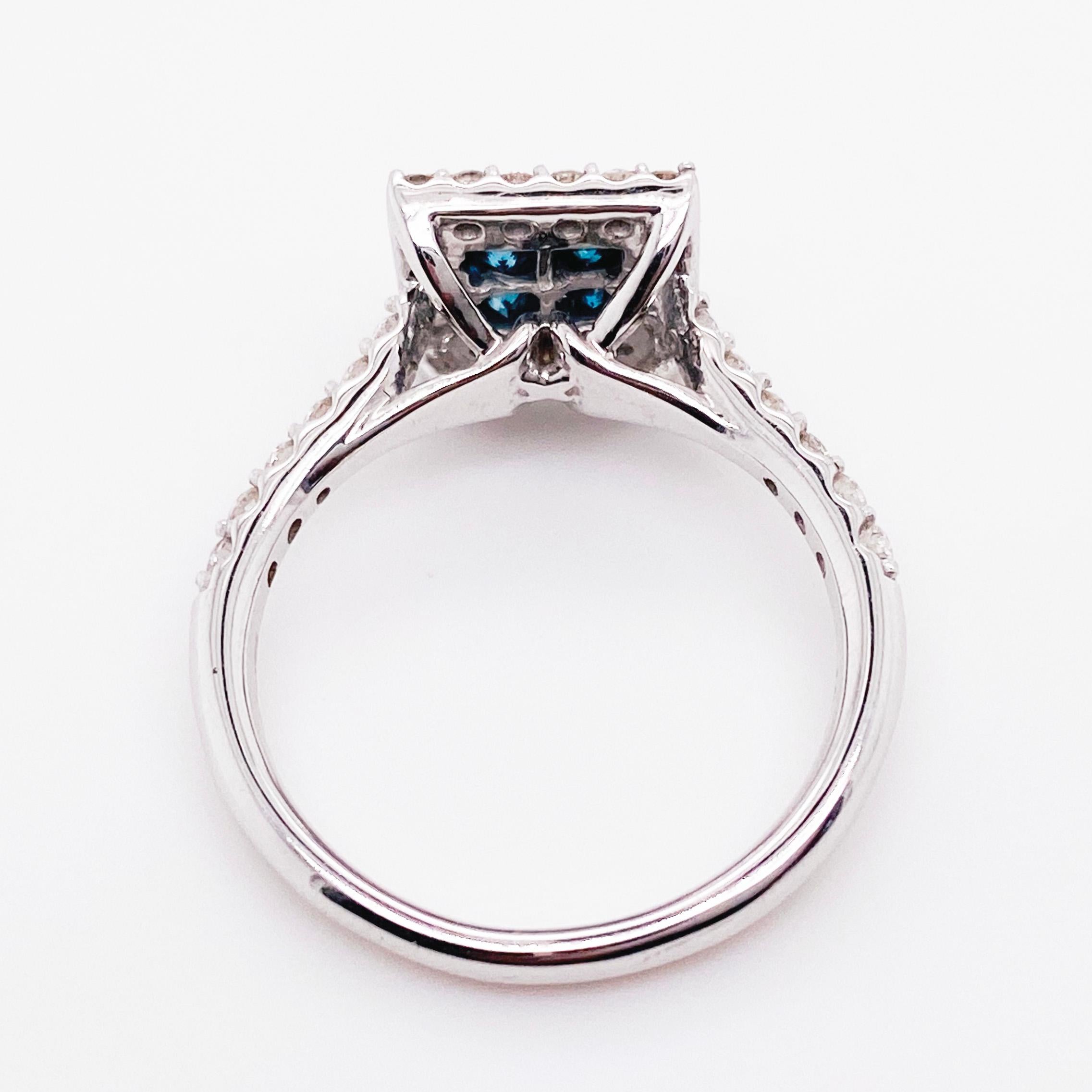 princess cut blue diamond ring