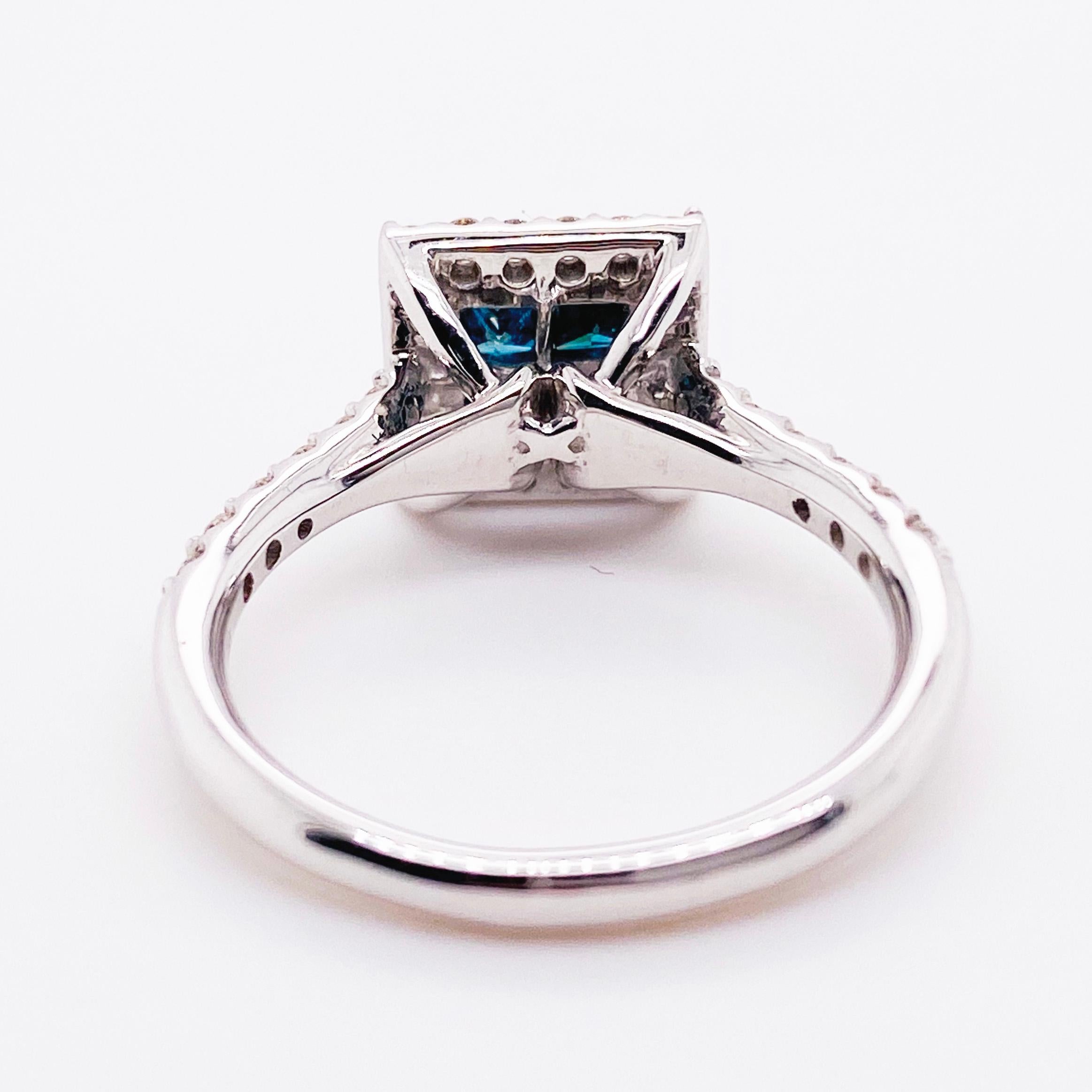 princess cut blue diamond engagement rings