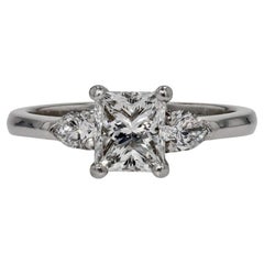 1.08 Carat Princess Cut Diamond 3 Stone Engagement Ring