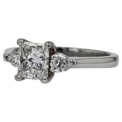 Vintage 1.08 Carat Princess Cut Diamond 3 Stone Engagement Ring