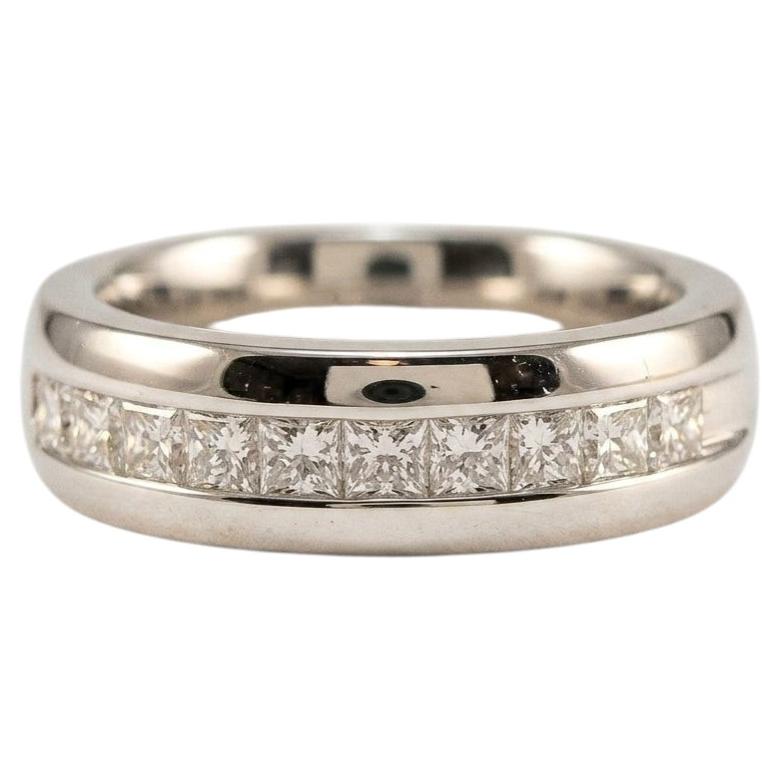 1 Carat Princess Cut Diamond Channel-Set Band Ring in 14k White Gold