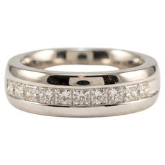 1 Carat Princess Cut Diamond Channel-Set Band Ring in 14k White Gold