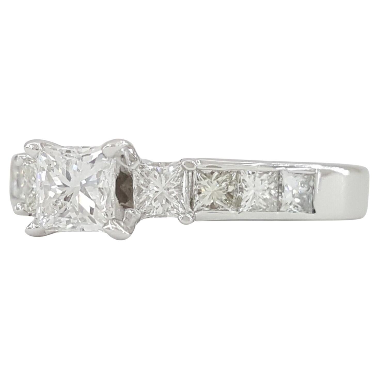Modern 1 Carat Princess Cut Diamond Engagement Ring For Sale