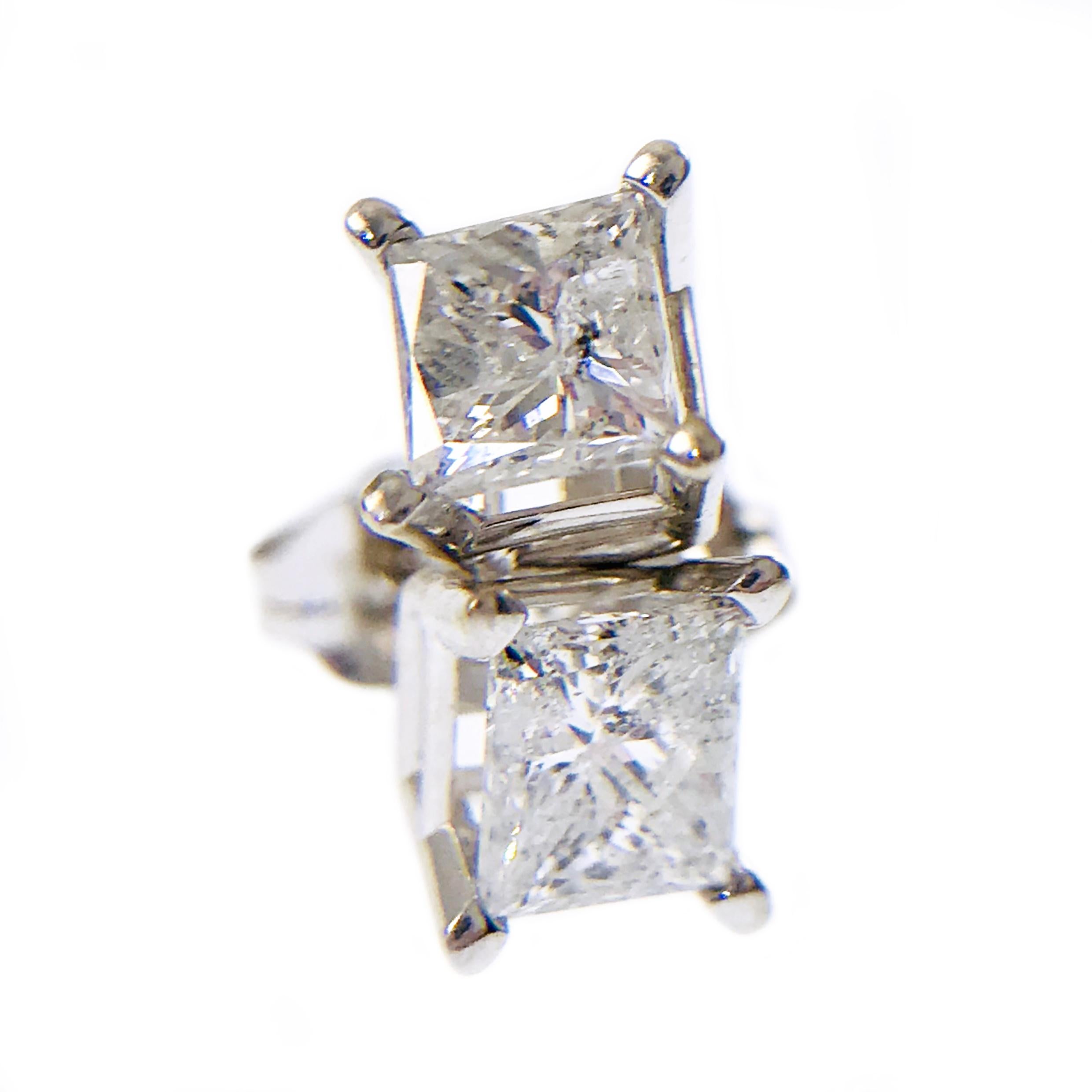Contemporain Clous d'oreilles en diamants taille princesse, 1,00 carat en vente