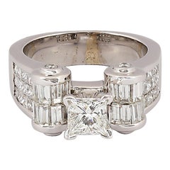 1 Carat Princess Cut Diamond with Approx 2.36 Ctw Diamond Ring