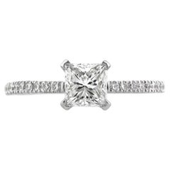 1 Carat Princess Diamond Ring Brilliant White 14K Gold Refined Light Signature