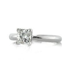 1 Carat Princess Diamond Ring Brilliant White 14K White Gold Classic Charm